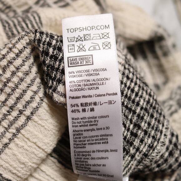 Topshop Beige Black Plaid Seersucker Sleeveless Romper Square Neck Size 4 - Picture 7 of 8